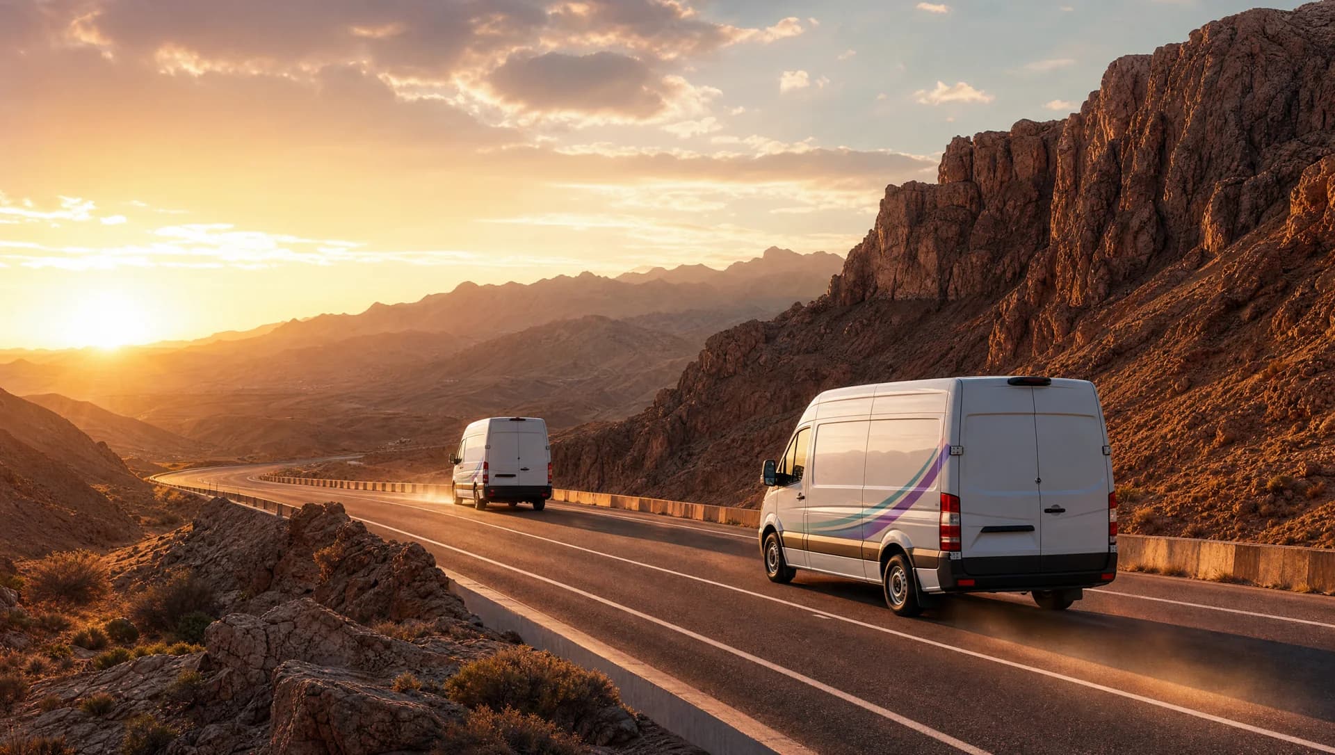 Biocare delivery vans crossing the Algerian Atlas