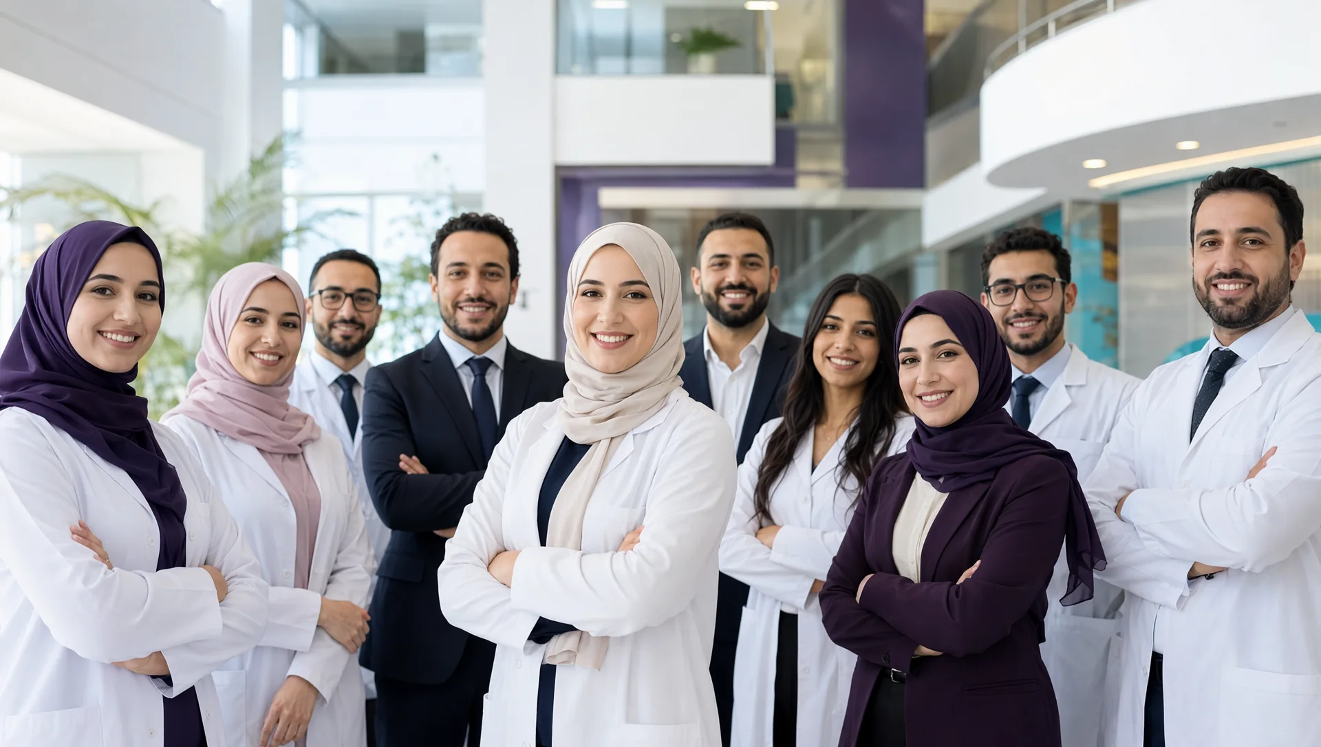 Biocare team members in the headquarters atrium